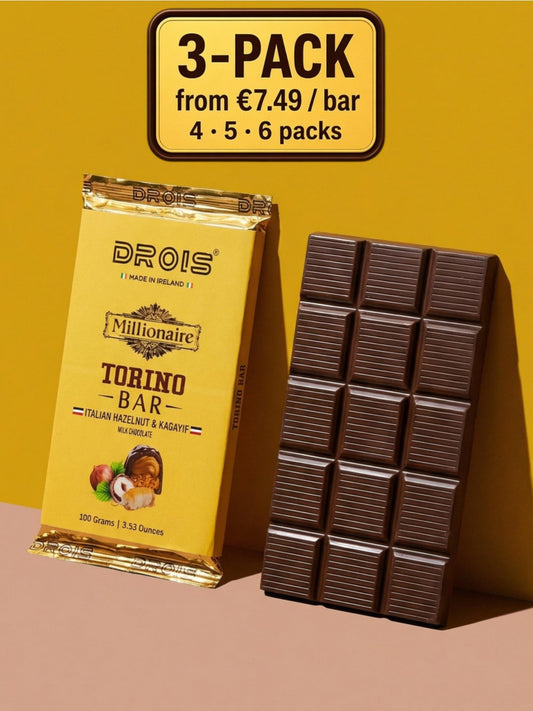 3-6 Pack | DROIS Millionaire Torino Bar – Grand 100g | Italian Hazelnut