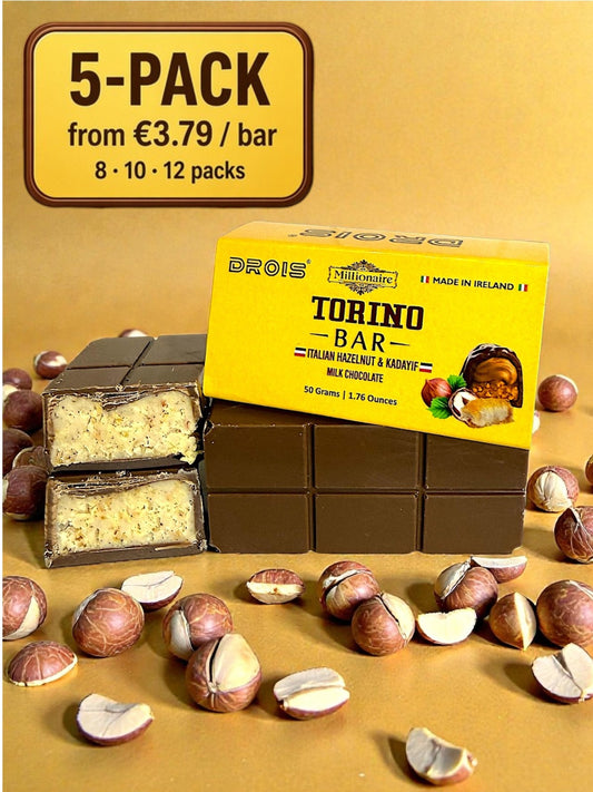 5-12 Pack | DROIS Millionaire Torino Bar Mini 50g | Italian Hazelnut