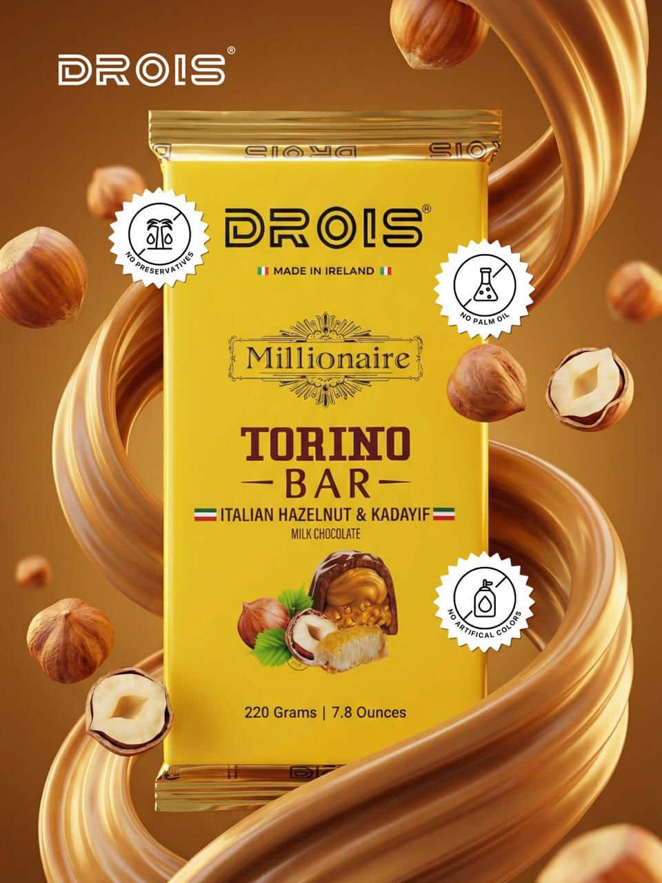 DROIS Millionaire Torino Bar – XXL (220g) (Italian Hazelnut)