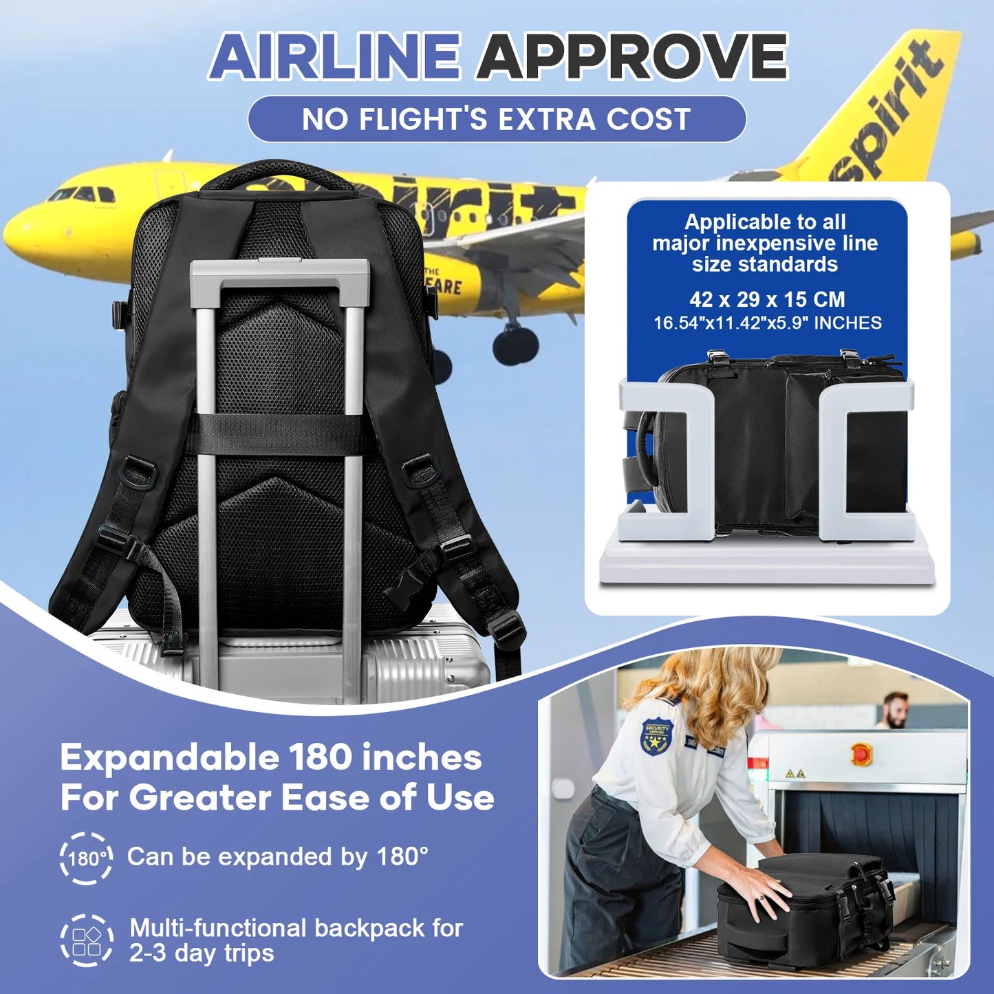 Ryanair Hack Vacuum Compression Travel Backpack | 15.6” Laptop, Ryanair Cabin Approved