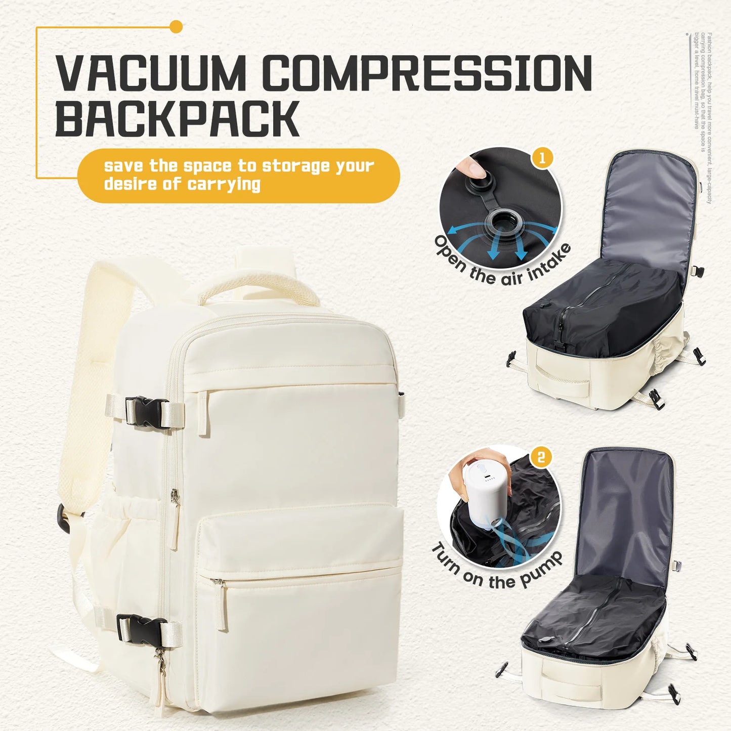 Ryanair Hack Vacuum Compression Travel Backpack | 15.6” Laptop, Ryanair Cabin Approved