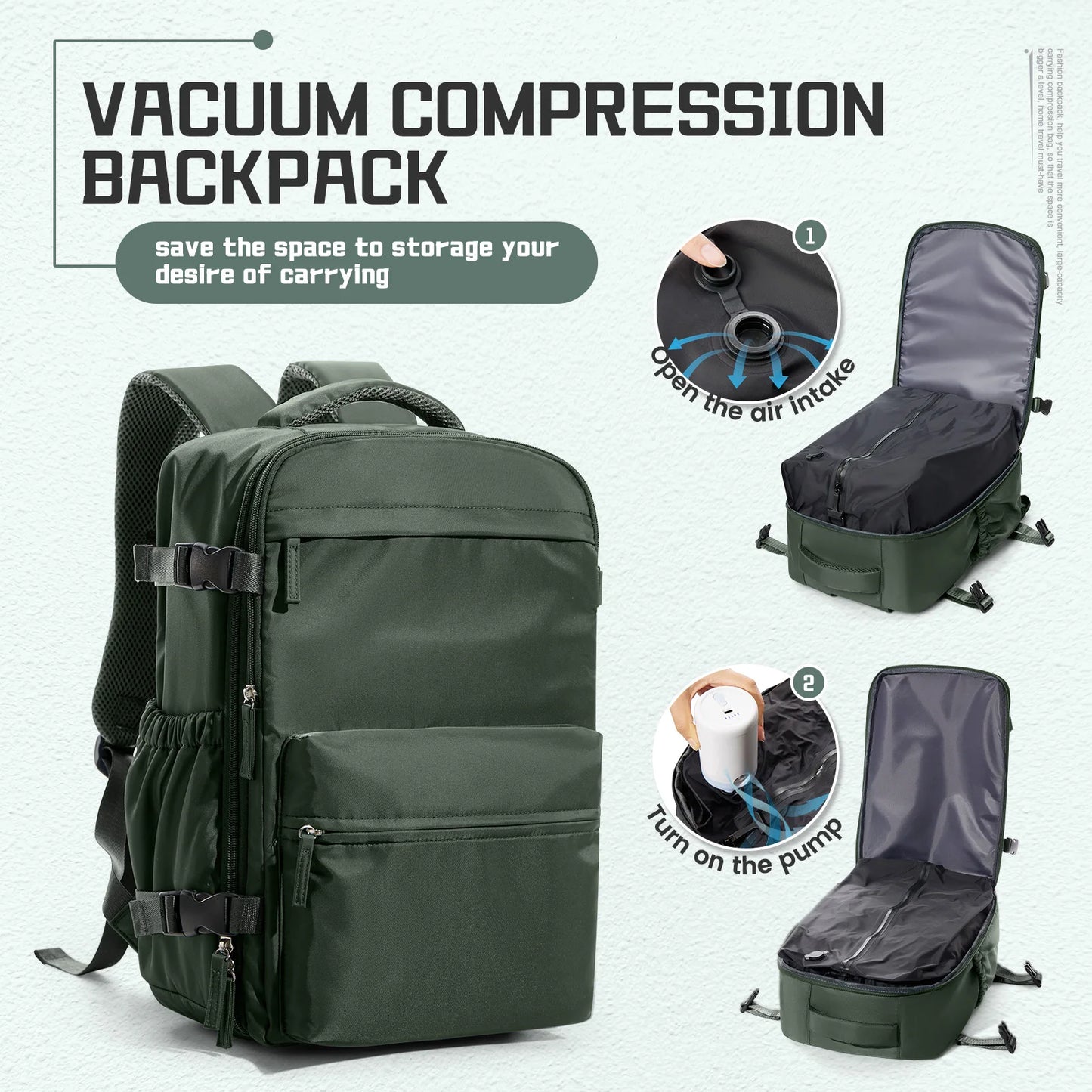 Ryanair Hack Vacuum Compression Travel Backpack | 15.6” Laptop, Ryanair Cabin Approved