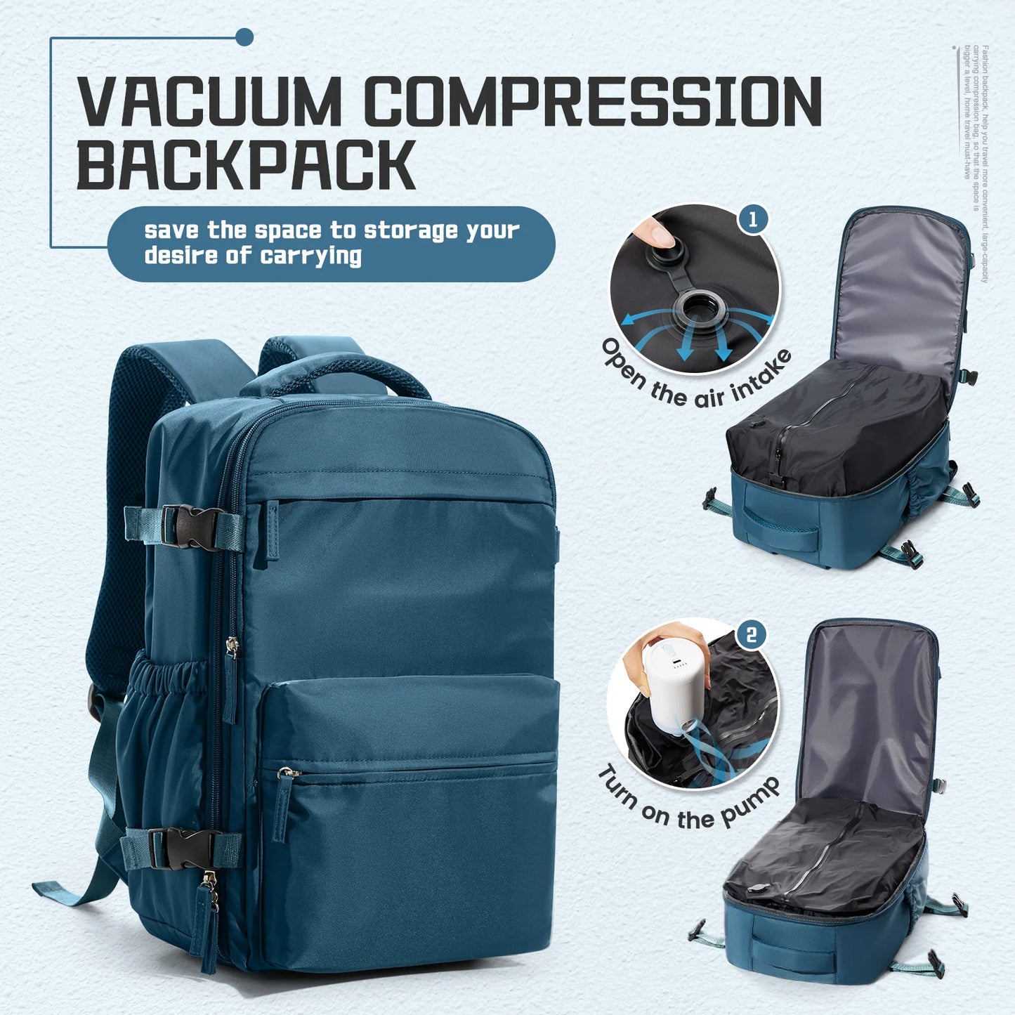 Ryanair Hack Vacuum Compression Travel Backpack | 15.6” Laptop, Ryanair Cabin Approved