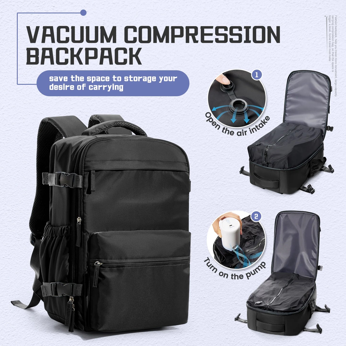 Ryanair Hack Vacuum Compression Travel Backpack | 15.6” Laptop, Ryanair Cabin Approved