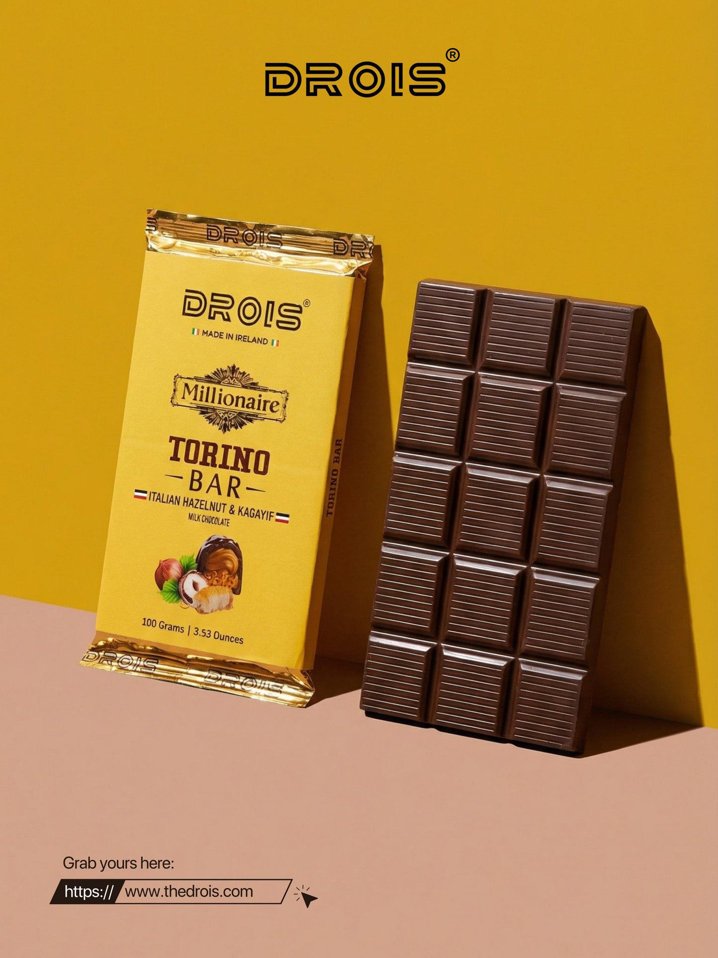 DROIS Millionaire Torino Bar – Grand (100g) (Italian Hazelnut)