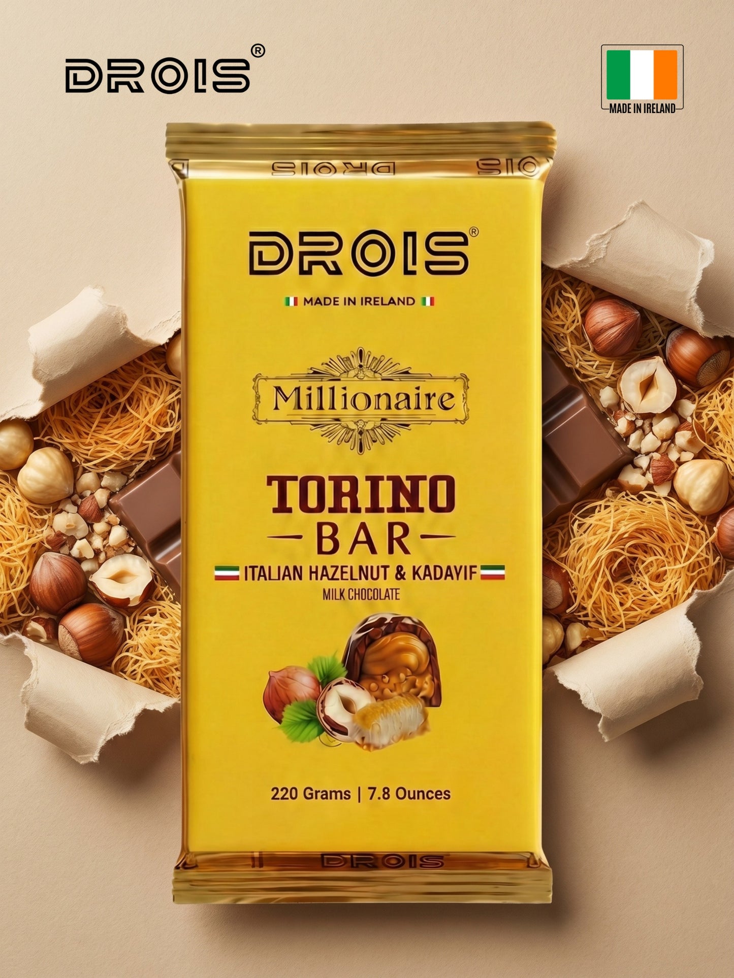 DROIS Millionaire Torino Bar – XXL (220g) (Italian Hazelnut)