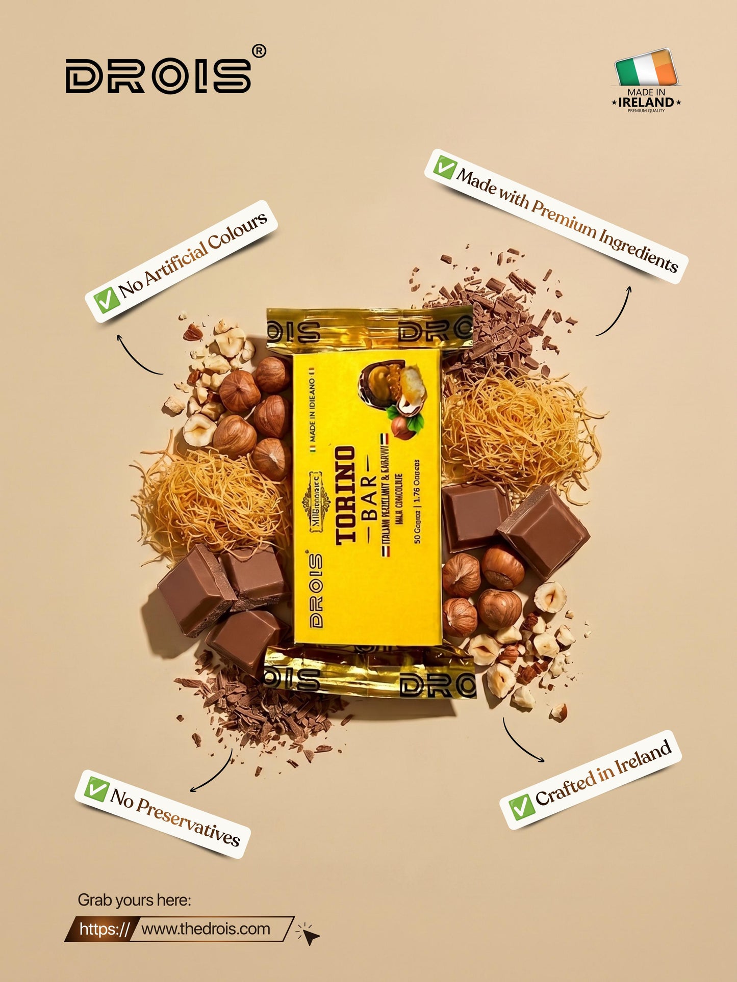 DROIS Millionaire Torino Bar – Mini (50g) (Italian Hazelnut)