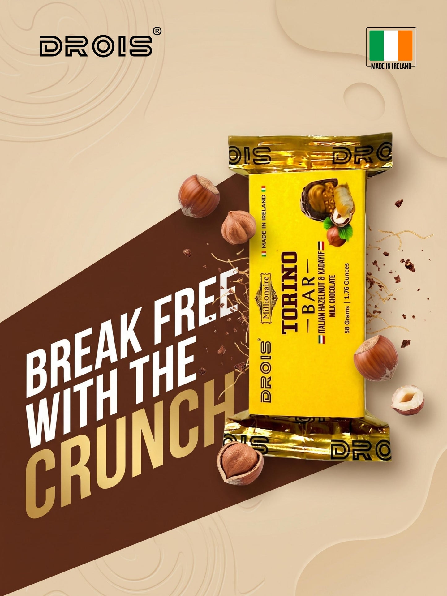 DROIS Millionaire Torino Bar – Mini (50g) (Italian Hazelnut)